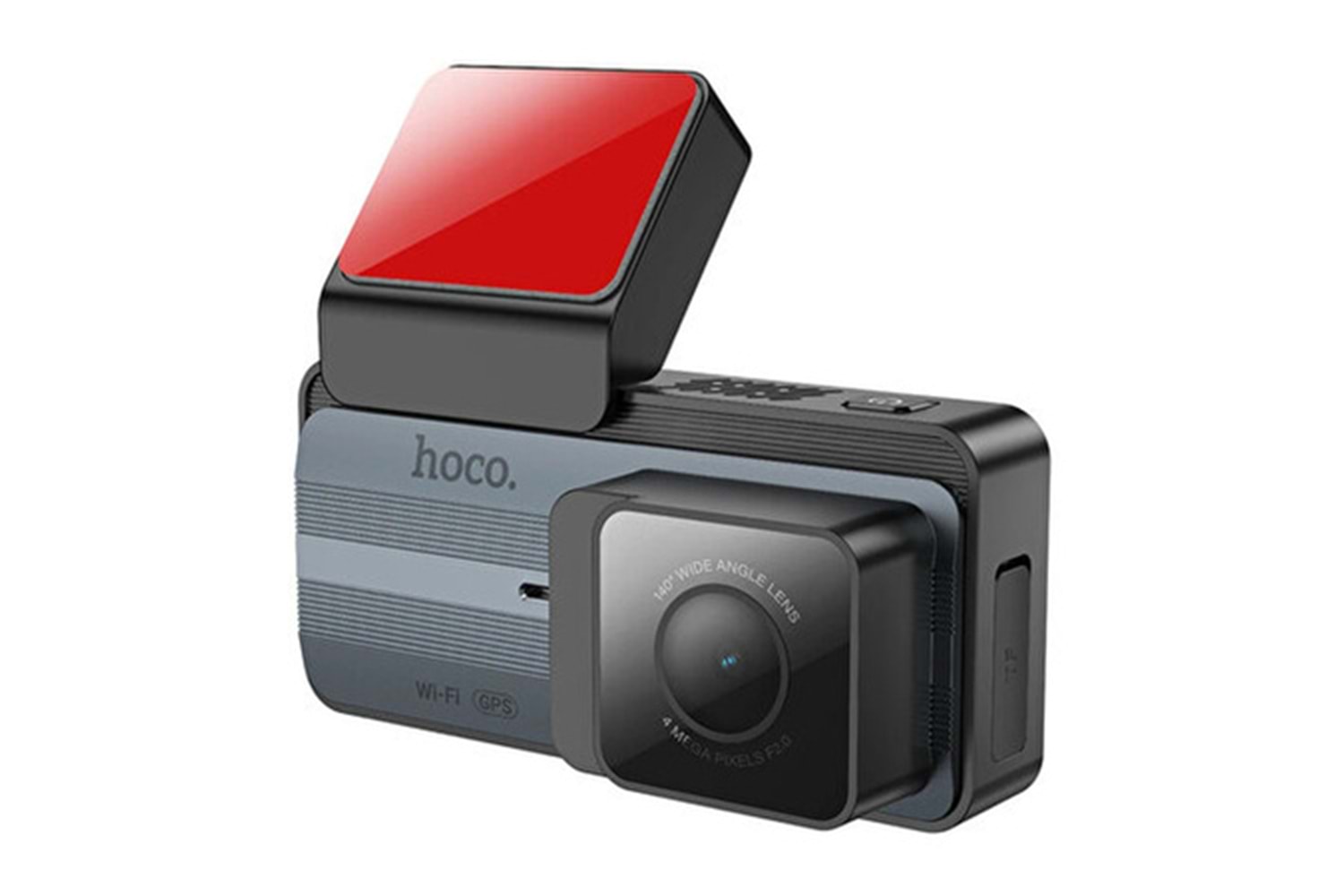 Hoco. DV12 2K GPS Destekli Ön ve Arka Kameralı Araç Kamerası - Gri