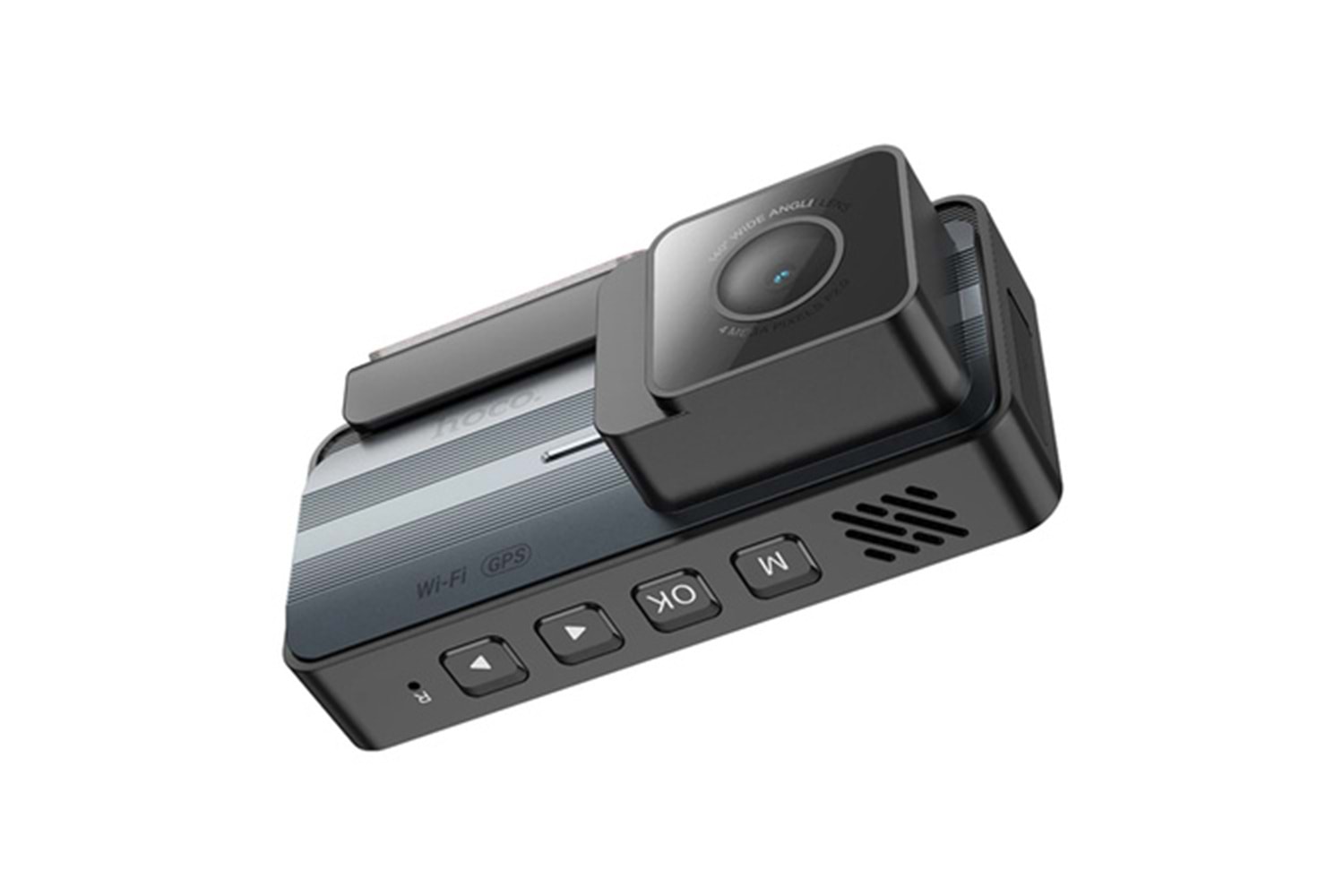 Hoco. DV12 2K GPS Destekli Ön ve Arka Kameralı Araç Kamerası - Gri