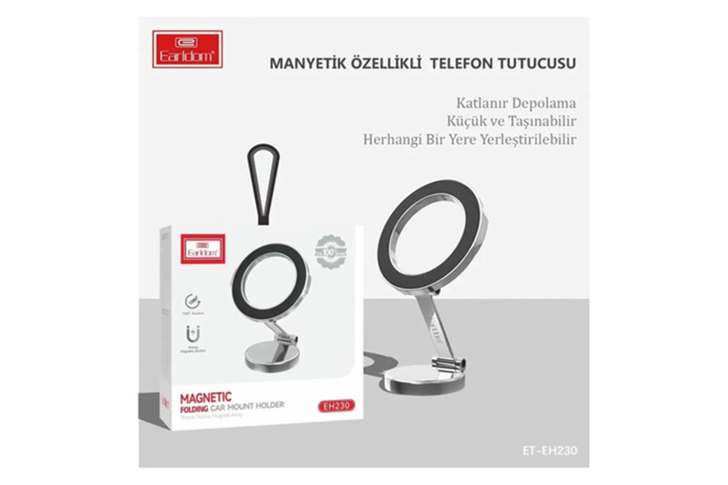 Earldom Eh230 360 Derece Ayarlanabilen Yapışkanlı Manyetik Magsafe Ile Uyumlu Araç Tutucu