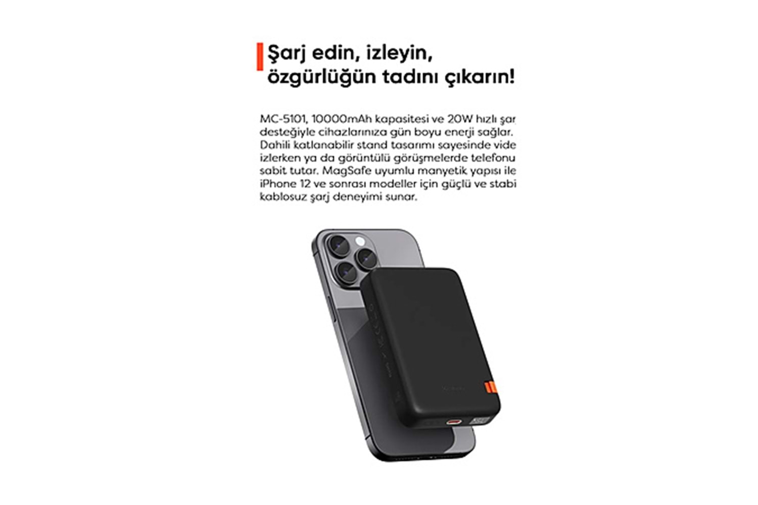 Mcdodo MC-593 10000 mAh Hızlı Şarj Kablosuz Powerbank