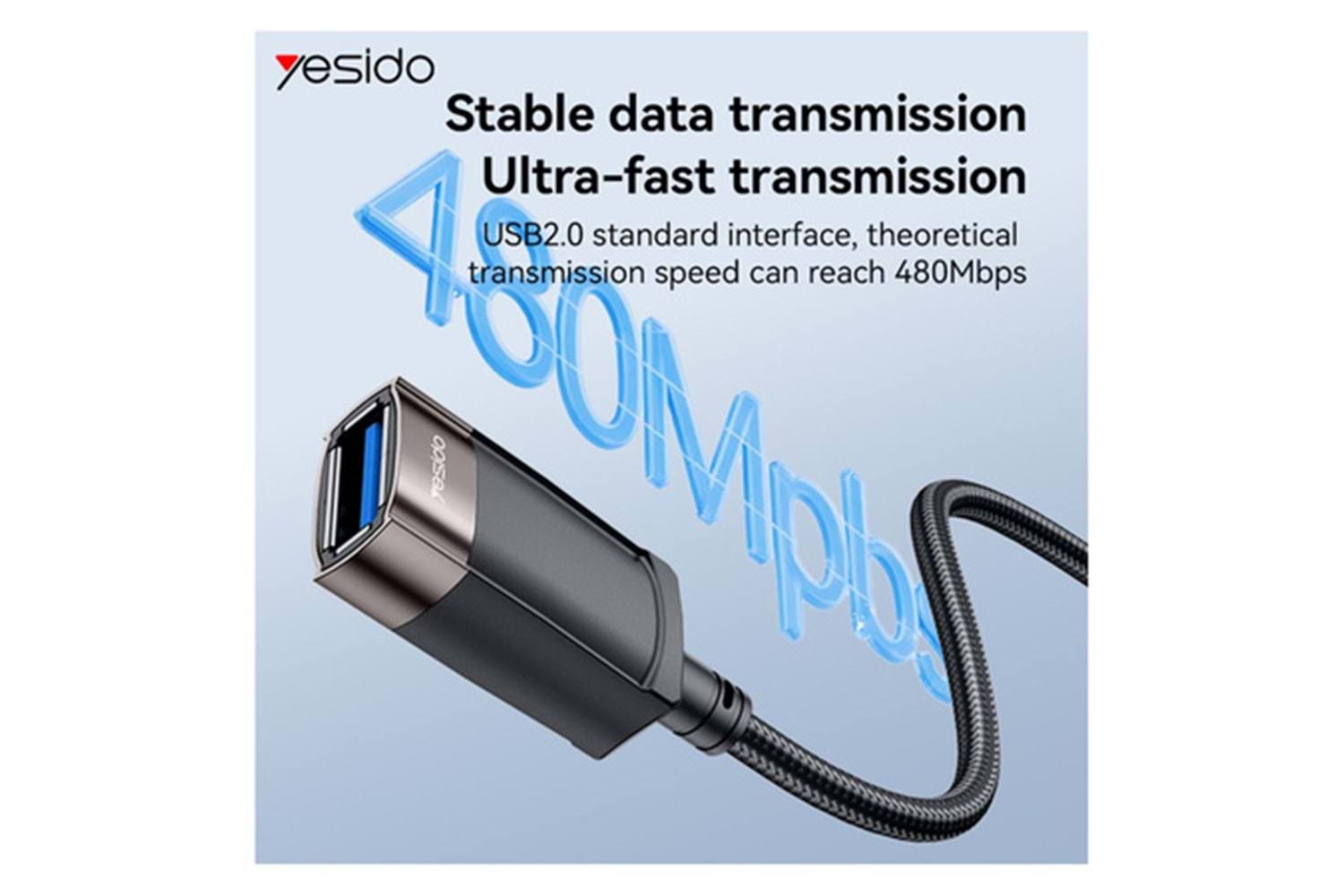 Yesido GS26 1.5M USB to Dişi USB 480 Mbps Data Aktarım Hızlı Dönüştürücü Kablo