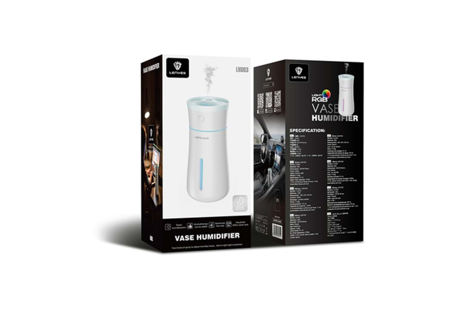 Lenyes LHU03 Vazo Tipi RGB Atmosfer Işıklı Nano Sprey Sessiz Hava Nemlendirici