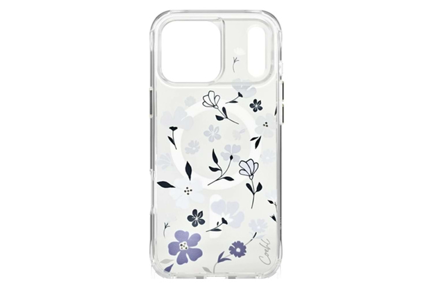 Apple iPhone 17 Pro Max - 17 Pro Kılıf M-safe Şarj Özellikli Şeffaf Arka Yüzey Çiçekli Coehl Amara Kapak