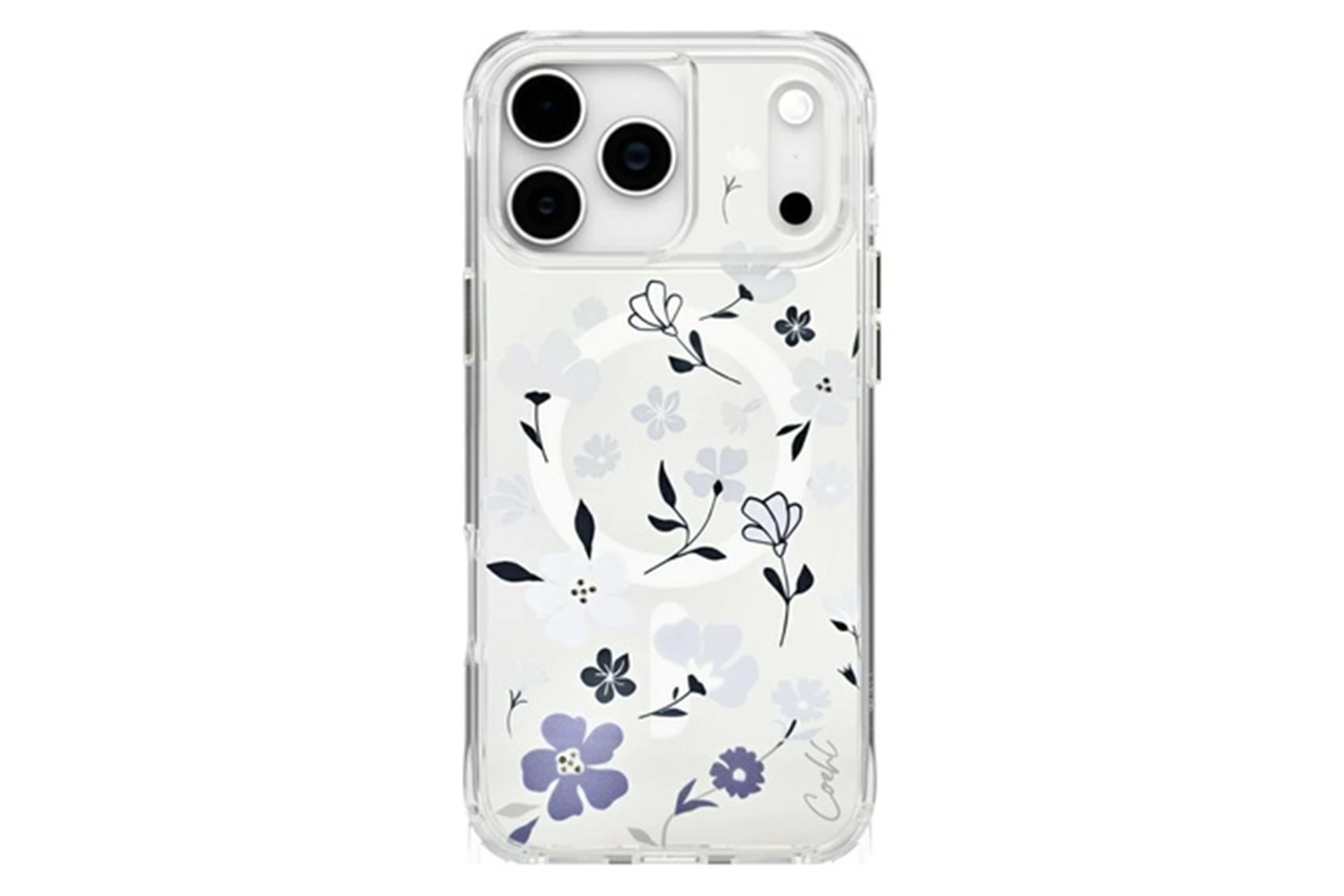 Apple iPhone 17 Pro Max - 17 Pro Kılıf M-safe Şarj Özellikli Şeffaf Arka Yüzey Çiçekli Coehl Amara Kapak