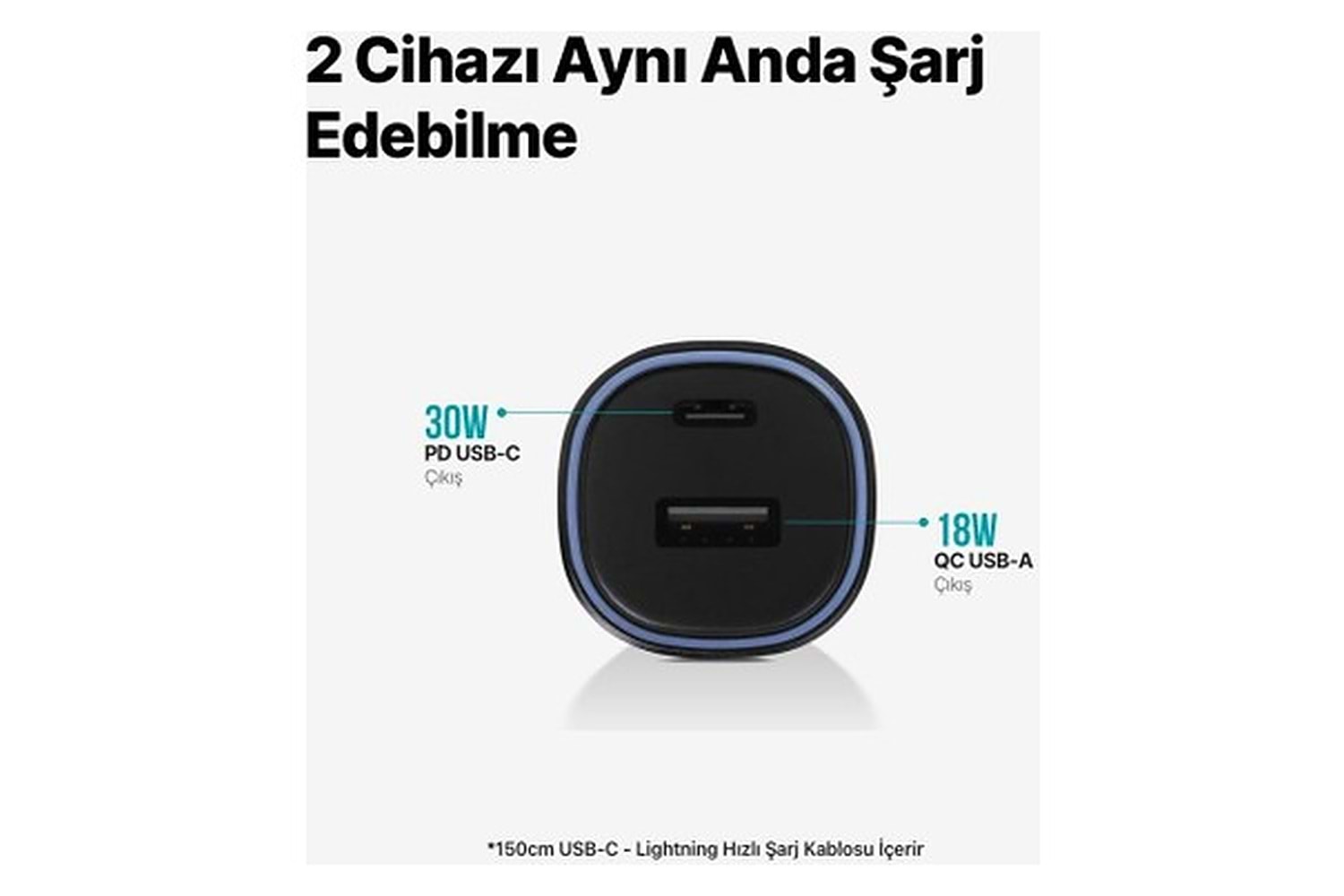 Ttec Smartcharger Duo Pd 48W Araç Hızlı Şarj Aleti Usb-C+Usb-A - Usb-C-Lightning Kablo 1Ttec Smartcharger Duo Pd 48W Araç Hızlı Şarj Aleti Usb-C+Usb-A - Usb-C-Lightning Kablo