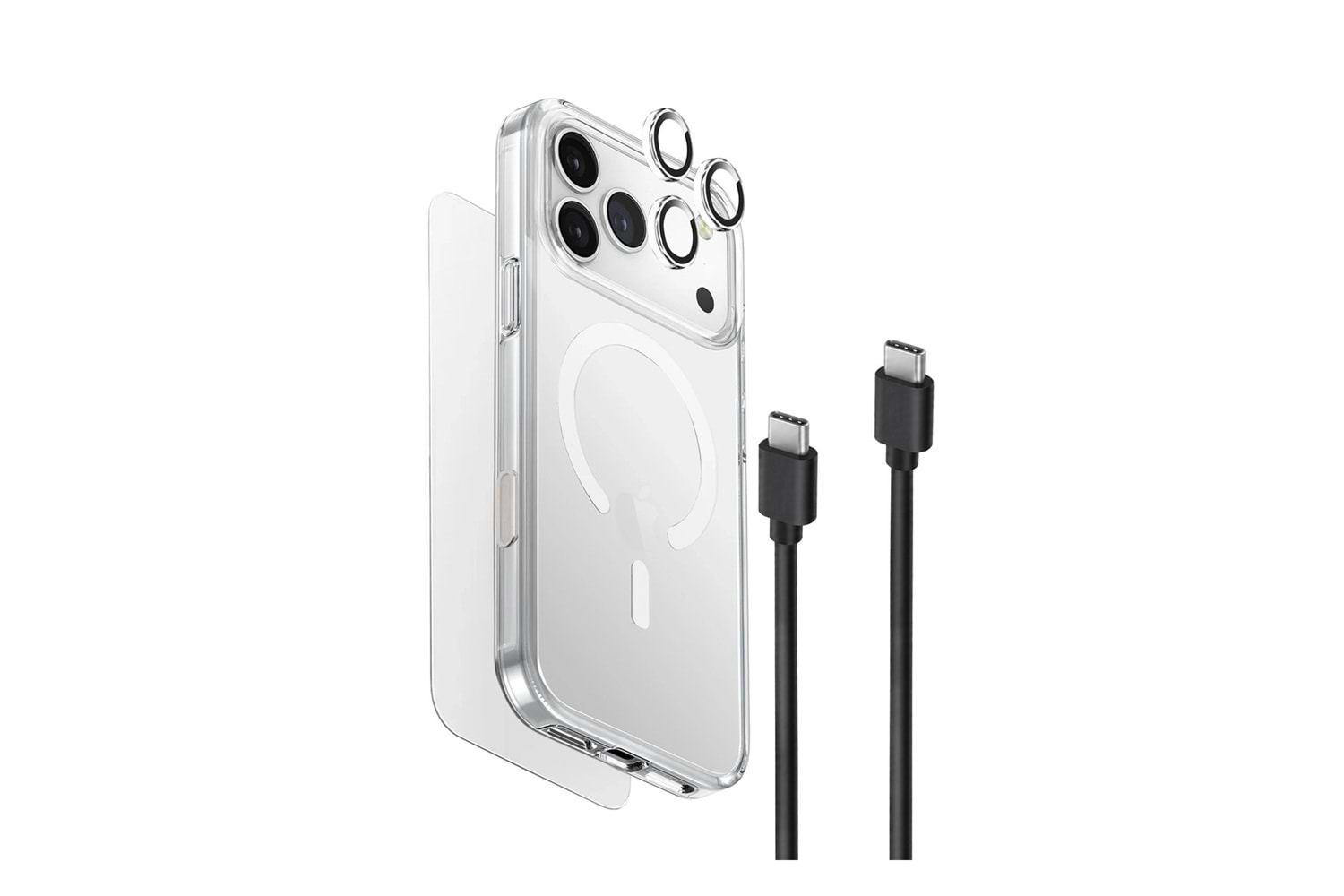 Uniq Apple iPhone 18 Pro Clearvue Essential (60W Kablo Dahil) Magsafe 4in1 Set Kapak - Şeffaf