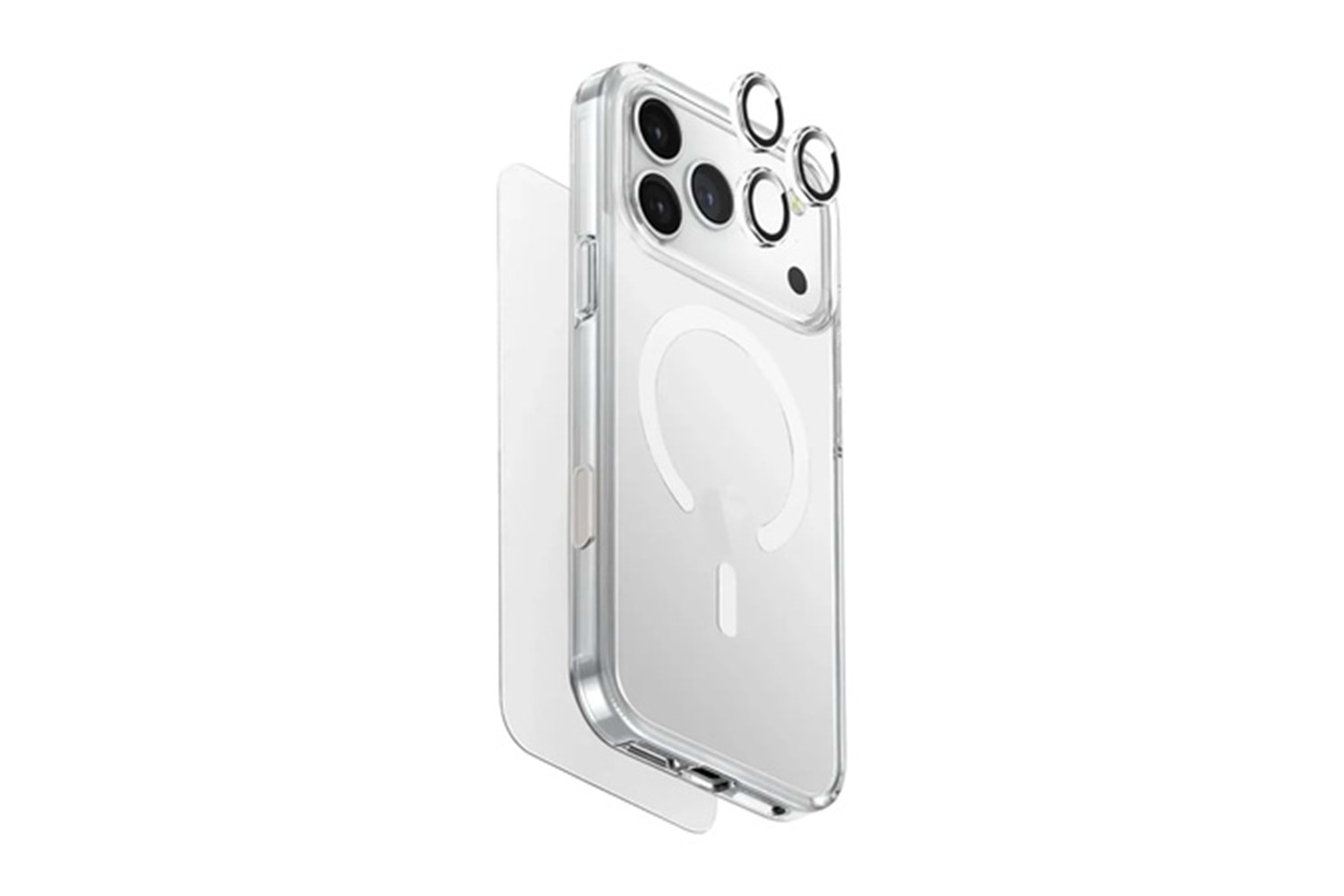 Uniq Apple iPhone 18 Pro Clearvue Essential (60W Kablo Dahil) Magsafe 4in1 Set Kapak - Şeffaf