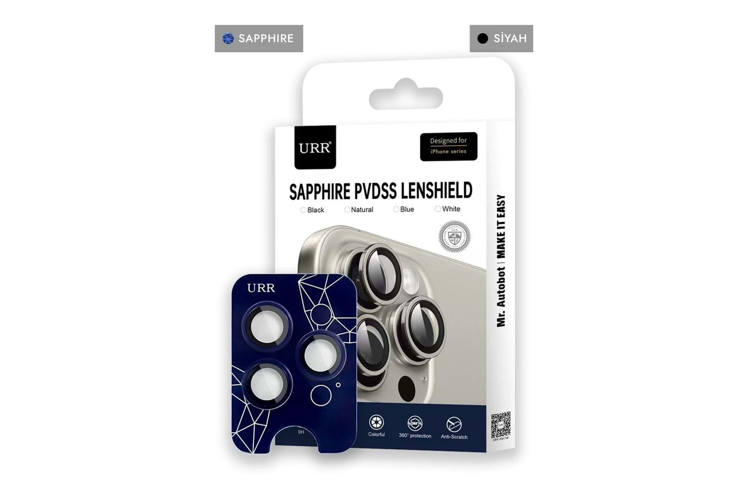URR Apple iPhone 14 Pro Max Sapphire PVDSS Kamera Lens Koruyucu