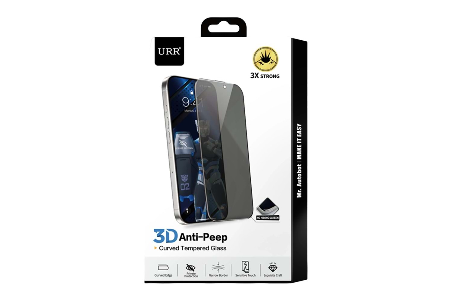 URR Apple iPhone 17 Pro 3D Anti-Peep Curved Hayalet Cam Ekran Koruyucu