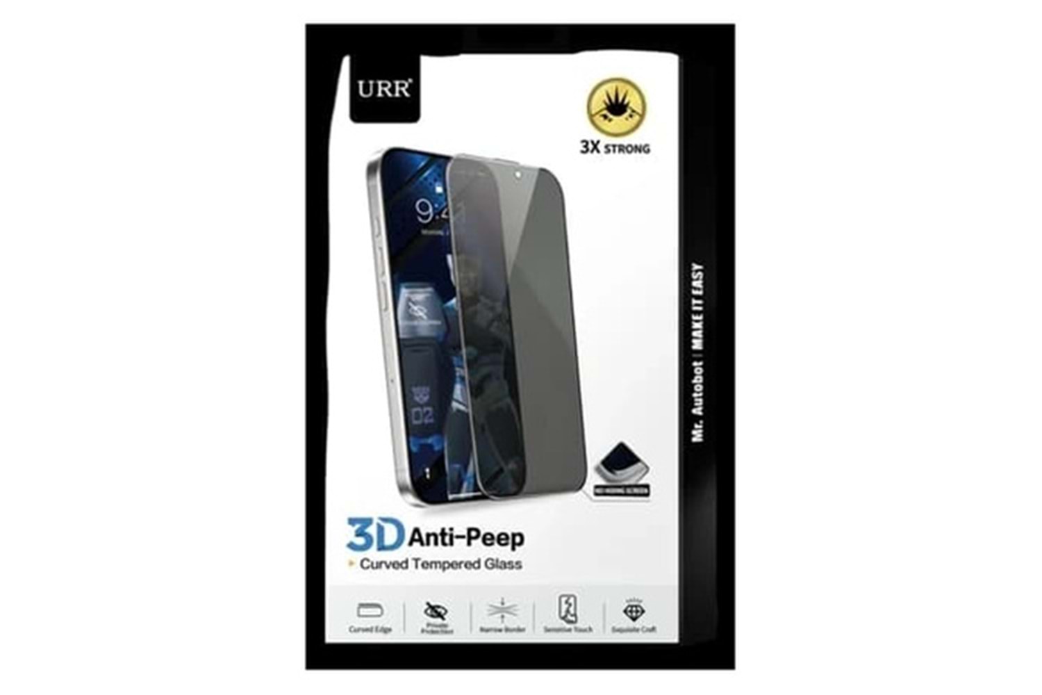 URR Apple iPhone 17 Pro 3D Anti-Peep Curved Hayalet Cam Ekran Koruyucu