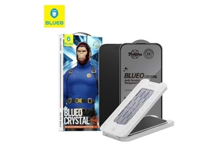 Blueo Crystal iPhone 16 Pro Max Uyumlu 7 MOhs Sertlik 3 Kat Çizilmeye Dayanıklı Cam Ekran Koruyucu Aparat