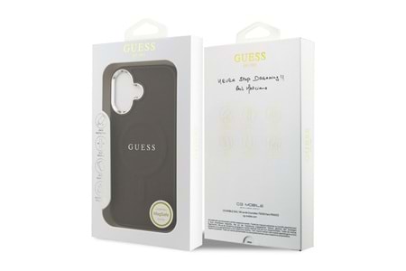 Apple iPhone 17 Kılıf Guess Orjinal Lisanslı M-safe Şarj Özellikli Klasik Yazı Logolu PU Deri Kapak