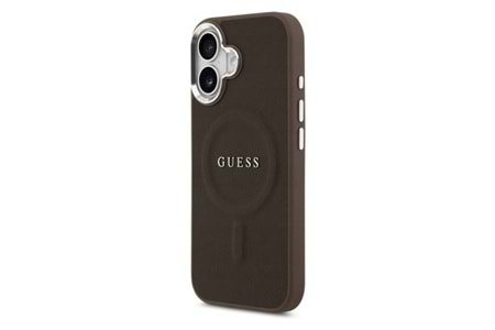 Apple iPhone 17 Kılıf Guess Orjinal Lisanslı M-safe Şarj Özellikli Klasik Yazı Logolu PU Deri Kapak