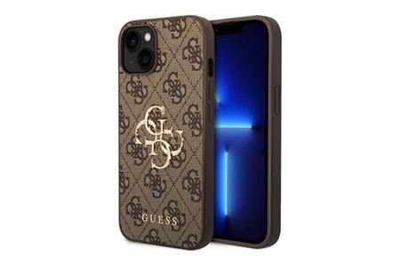 GUESS HC PU LEATHER 4G METAL LOGO BROWN IP15 GUHCP15S4GMGBR