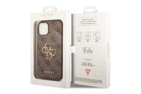GUESS HC PU LEATHER 4G METAL LOGO BROWN IP15 GUHCP15S4GMGBR