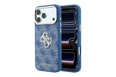 Apple iPhone 18 Pro Max Kılıf Guess Orjinal Lisanslı M-safe Şarj Özellikli Gül Desenli Simli Yazı Logolu Kapak