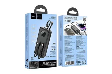Hoco. J132A Sabio 20.000mAh PD20W Dahili 3 Kablolu Hızlı Şarj Powerbank