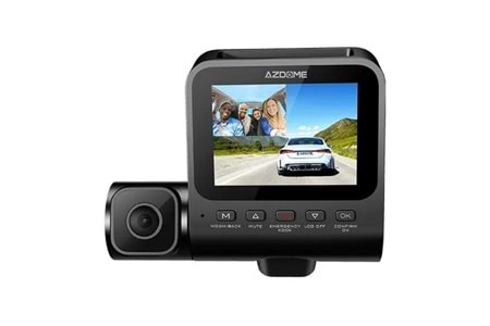 Azdome V600 Dash Cam 2 (Çift Kameralı Araç Içi Kamera 2.4” IPS Ekran) Su Geçirmez Arka Kamera, Geniş Açı, Gece Görüşü, G-Sensör, 24 Saat Park Modu