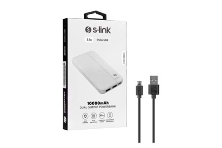 S-link IP-G10N 10000mAh Micro+Type-C+USB Beyaz Taşınabilir Pil Şarj Cihazı Powerbank Siyah/Beyaz