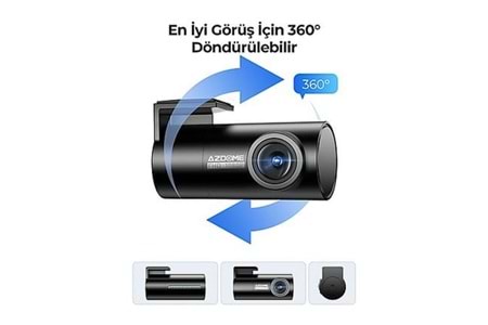 Azdome S58 4G 3 Kameralı 150 ° Görüş Açışı 4K ULTRA HD Gece Görüşlü