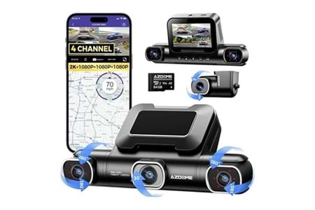 Azdome M660 4K Araç Kamerası – Dört Kameralı Kayıt , Wifi , Gps , Gece Görüş