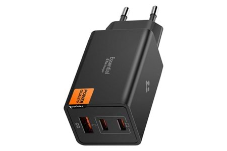 Spigen 67W USB-C + USB-A 3 Port Hızlı Şarj Aleti PPS 2.0 Desteği GaN Pro Destekli Type-C Black - ACH09458