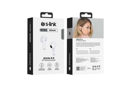 S-link Airlite X-5 Bluetooth V5.4 Mikrofonlu Kablosuz Kulaklık Beyaz