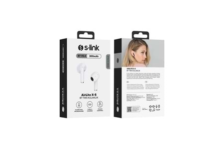 S-link Airlite X-5 Bluetooth V5.4 Mikrofonlu Kablosuz Kulaklık Beyaz
