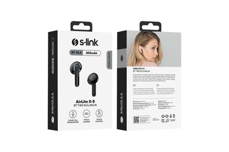 S-link Airlite X-5 Bluetooth V5.4 Mikrofonlu Kablosuz Kulaklık Siyah