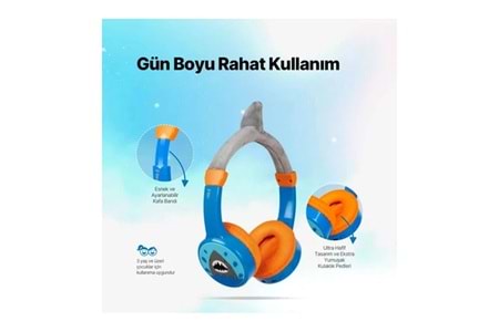 TTEC 2KM148SK SoundBuddy 2 Bluetooth Çocuk Kulaklığı Shark Mavi 24 Ay Garantili