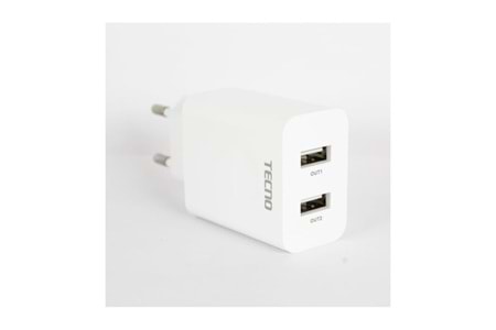 Tecno Çift UsbA Çıkışlı Şarj Aleti Type-C ve Micro TCW-E01D Beyaz 24 Ay Garantili