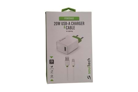 Soultech SC180B-I 20W USB-A Charger USB-A To Lightning Kablo