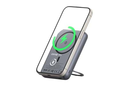 MC-8371 10000mAh - 20W Dahili 360° Halka Standlı Metal Ultra İnce Manyetik Powerbank