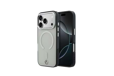 Apple iPhone 17 Pro Max Kılıf Mercedes Benz Orjinal Lisanslı M-safe Şarj Özellikli Saydam Yüzey İkonik 3D Metal Logolu Kapak