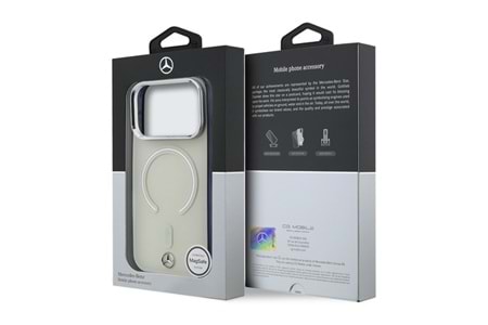 Apple iPhone 17 Pro Max Kılıf Mercedes Benz Orjinal Lisanslı M-safe Şarj Özellikli Saydam Yüzey İkonik 3D Metal Logolu Kapak