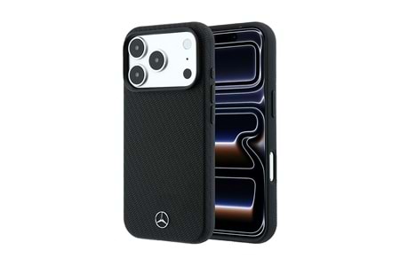 Apple iPhone 18 Pro Max Kılıf Mercedes Benz Orjinal Lisanslı M-safe Şarj Özellikli Metal Yıldız Logolu Kabartmalı Deri Kapak