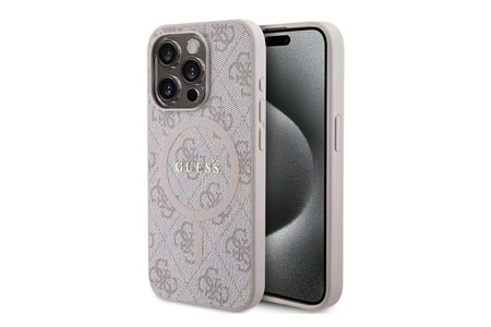 GUESS HC MAGSAFE PU 4G RING CLASSIC LOGO BLACK IP15 PRO MAX VE 15 PRO