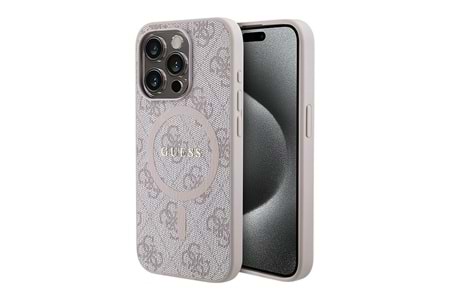 GUESS HC MAGSAFE PU 4G RING CLASSIC LOGO PINK IP14 PRO MAX