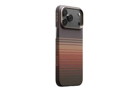 Apple iPhone 17 Pro Kılıf M-safe Şarj Özellikli Aramid Fiber Pitaka Tactile Woven Sunset-Moonrise Serisi Kapak