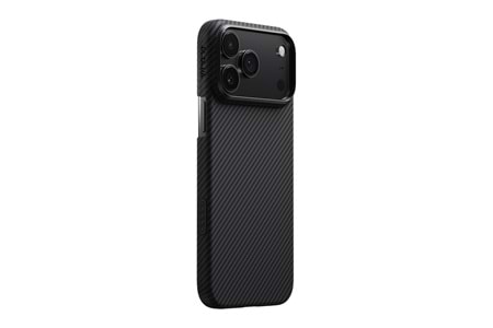 Apple iPhone 17 Pro Kılıf M-safe Şarj Özellikli 1500D Aramid Fiber Pitaka Ultra-Slim Classic Serisi Black-Grey Twill Kapak