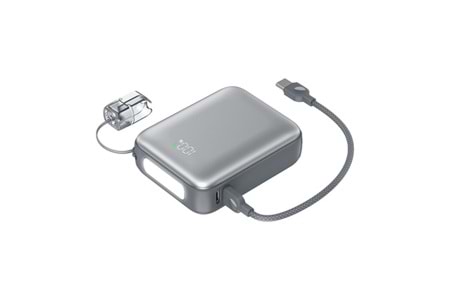 SHAZA Nexa Serisi 10.000 Mah Kendinden Kablolu Powerbank - Gri