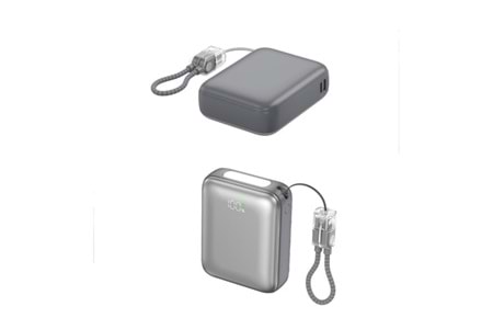 SHAZA Nexa Serisi 10.000 Mah Kendinden Kablolu Powerbank - Gri