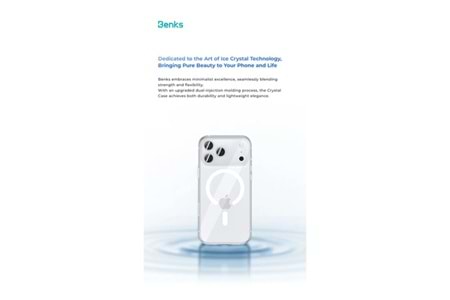 Benks iPhone 17 Pro Max Uyumlu Kılıf M-safe Şarj Özellikli Crystal Serisi Sert PC Şeffaf Kapak