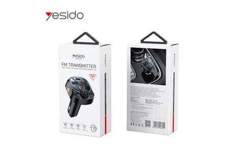 Yesido Y70 RGB 1 Adet 15W Type-C ve 1 Adet 15W USB Çıkışlı BT 5.3 FM Transmitter - Siyah