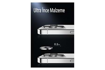 URR Apple iPhone 15 Titanium Alloy AR Kamera Lens Koruyucu - Mavi-Siyah