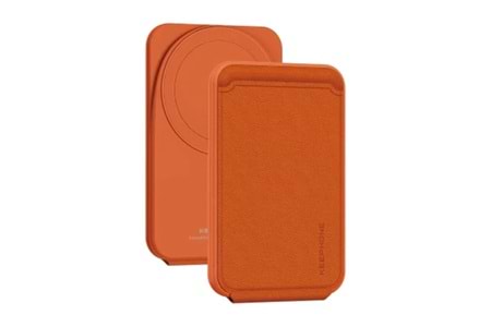 Keephone MagFold Deri Manyetik Cüzdan - Turuncu / Mavi