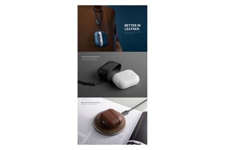 Uniq Airpods 3 (3.nesil) Terra Genuine Deri Kılıf - Siyah-Kahve