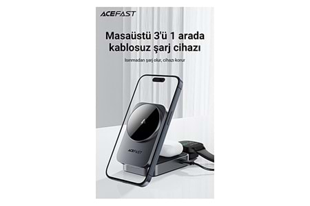Energea AluMag Trio 3in1 Katlanabilir Qi2 Destekli 15W Telefon Saat Airpods Masaüstü Hızlı Şarj Standı