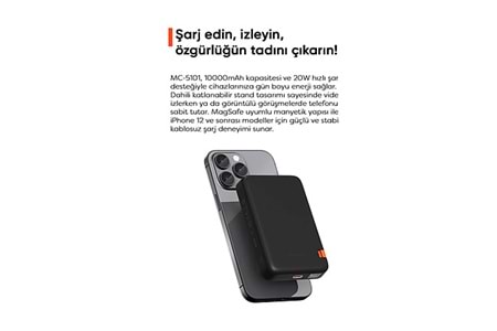 Mcdodo MC-593 10000 mAh Hızlı Şarj Kablosuz Powerbank