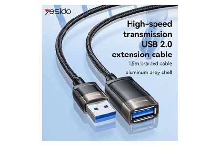 Yesido GS26 1.5M USB to Dişi USB 480 Mbps Data Aktarım Hızlı Dönüştürücü Kablo